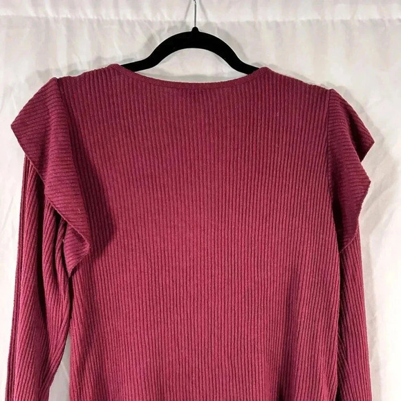 Lucky Brand Blouse Women's Large Red Ribbed Long Sleeve Round Neck Pullover - Picture 9 of 10